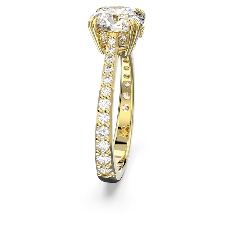 Constella cocktail ring Princess cut, Pavé, White, Gold-tone plated - Shukha Online Store