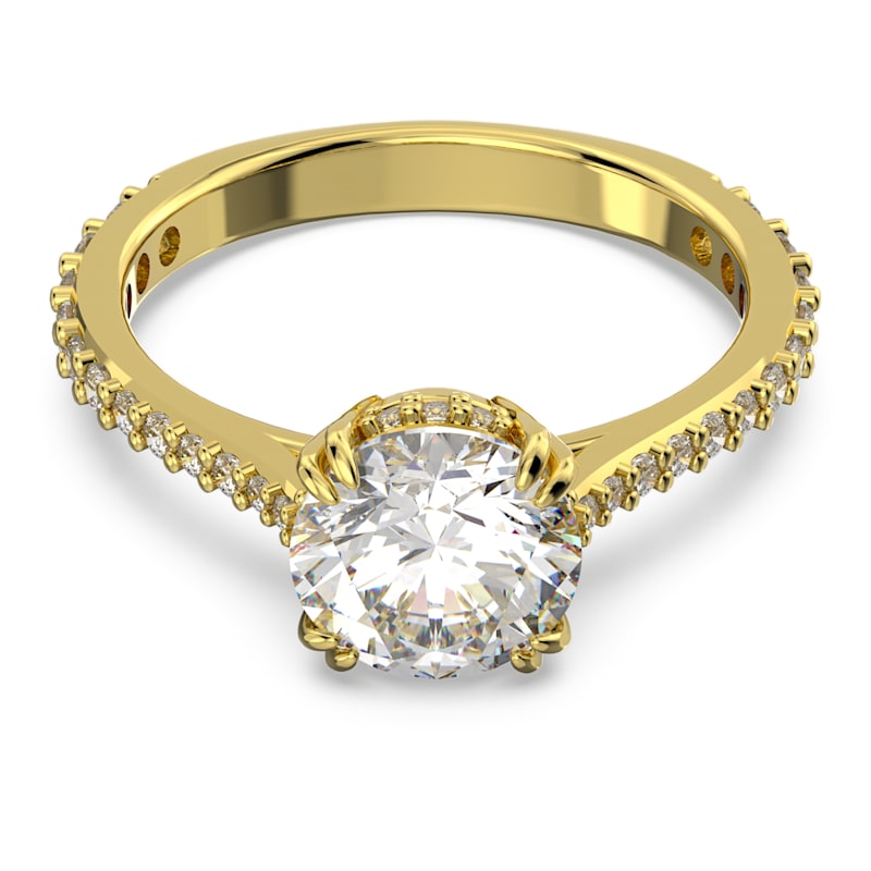 Constella cocktail ring Princess cut, Pavé, White, Gold-tone plated - Shukha Online Store