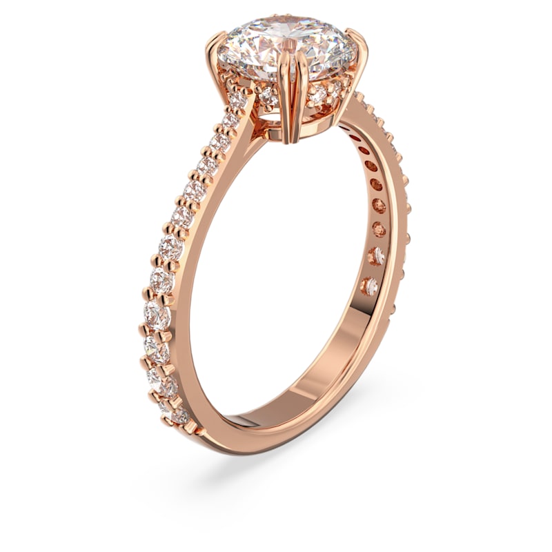 Constella cocktail ring Princess cut, Pavé, White, Rose gold-tone plated - Shukha Online Store
