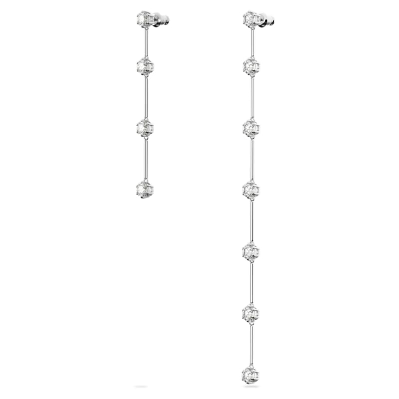 Constella drop earrings Asymmetric design, White, Rhodium plated - Shukha Online Store