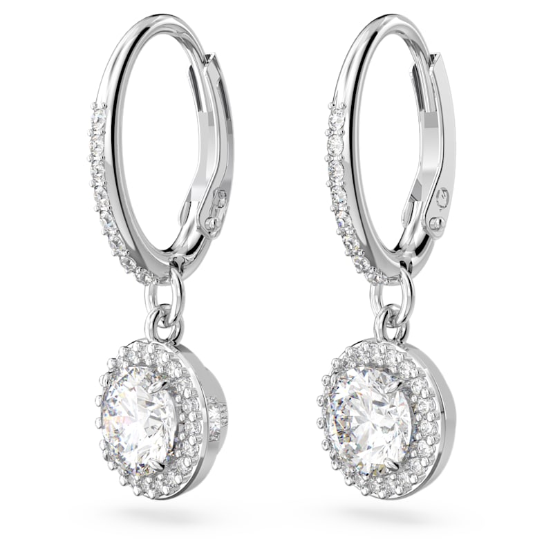 Constella drop earrings Round cut, Pavé, White, Rhodium plated - Shukha Online Store