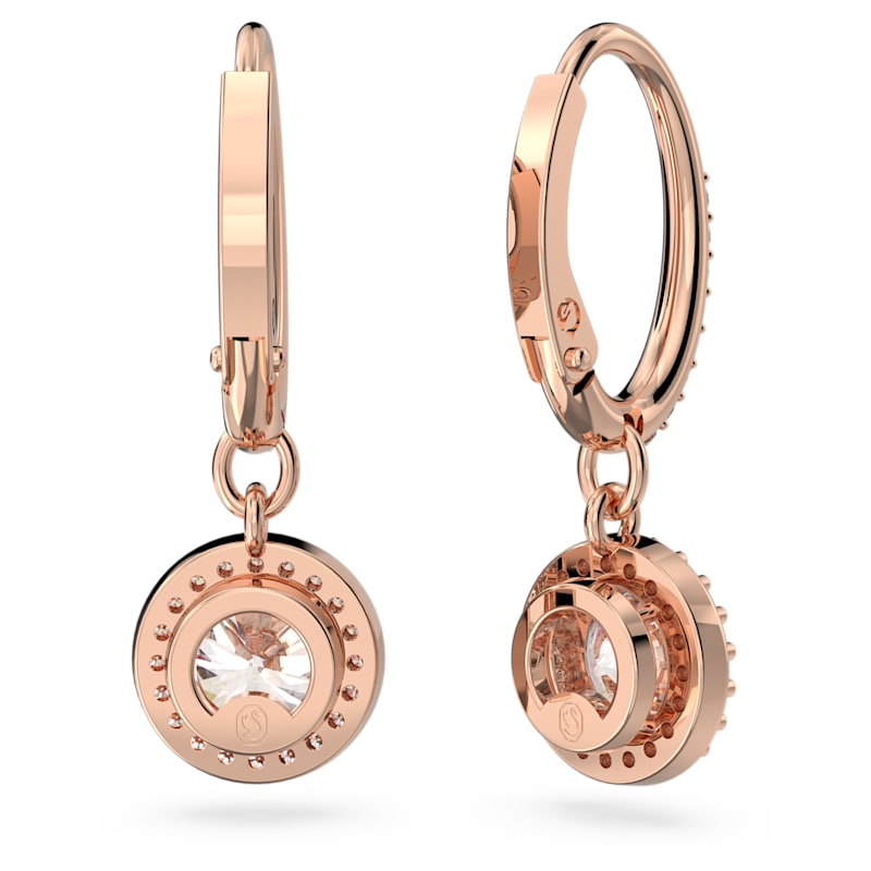 Constella drop earrings Round cut, Pavé, White, Rose gold-tone plated - Shukha Online Store