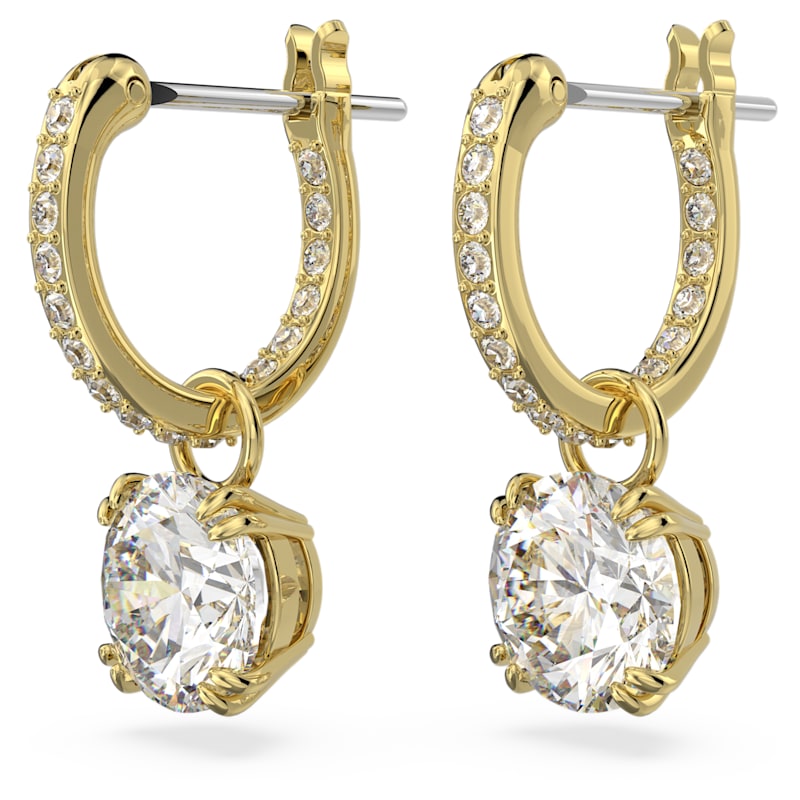 Constella drop earrings Round cut, White, Gold-tone plated - Shukha Online Store