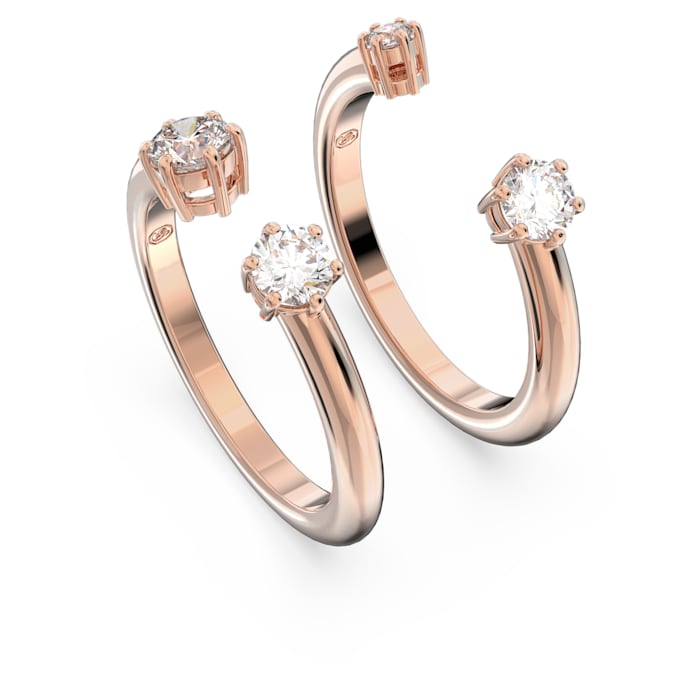 Constella ring Set (2), Round cut, White, Rose gold-tone plated - Shukha Online Store