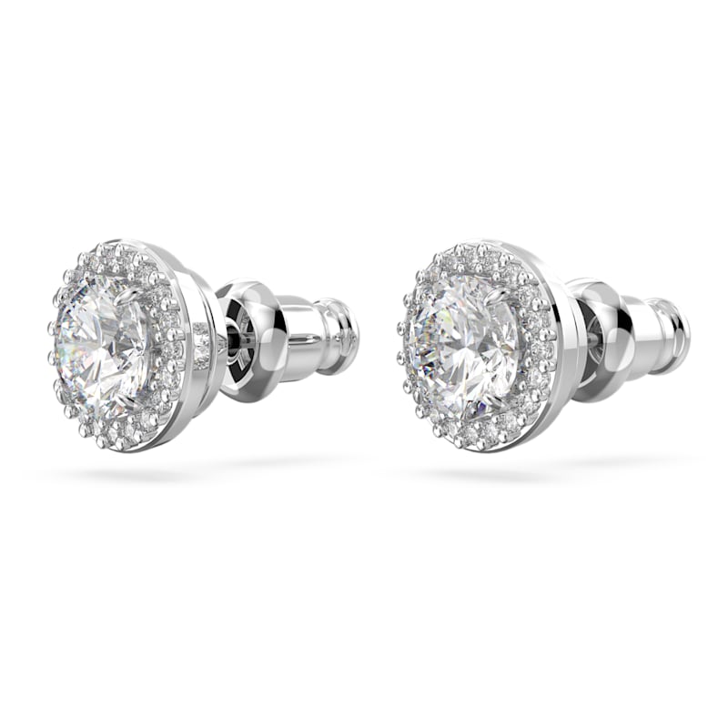 Constella stud earrings Round cut, Pavé, White, Rhodium plated - Shukha Online Store