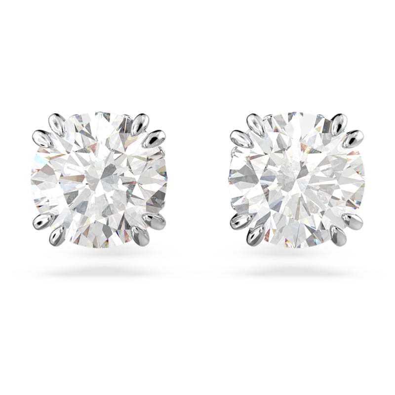 Constella stud earrings Round cut, White, Rhodium plated - Shukha Online Store