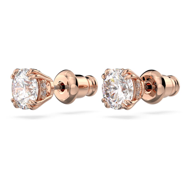 Constella stud earrings Round cut, White, Rose gold-tone plated - Shukha Online Store