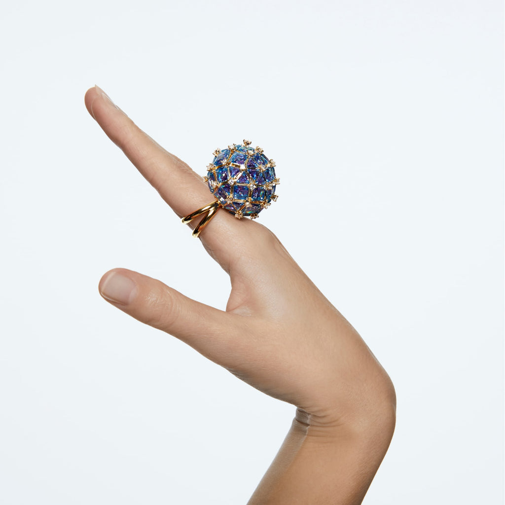Curiosa cocktail ring Circle, Blue, Gold-tone plated - Shukha Online Store
