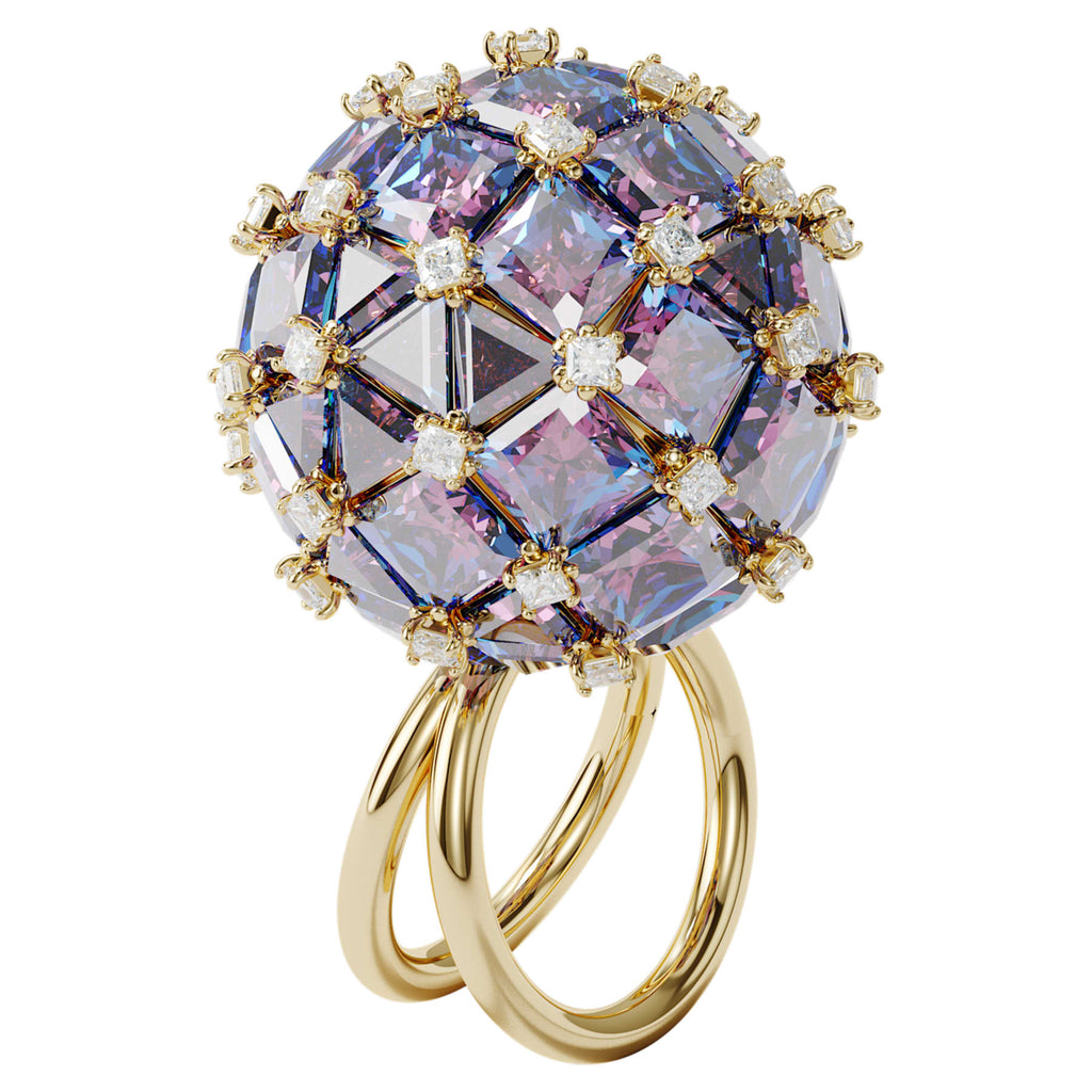 Curiosa cocktail ring Circle, Blue, Gold-tone plated - Shukha Online Store