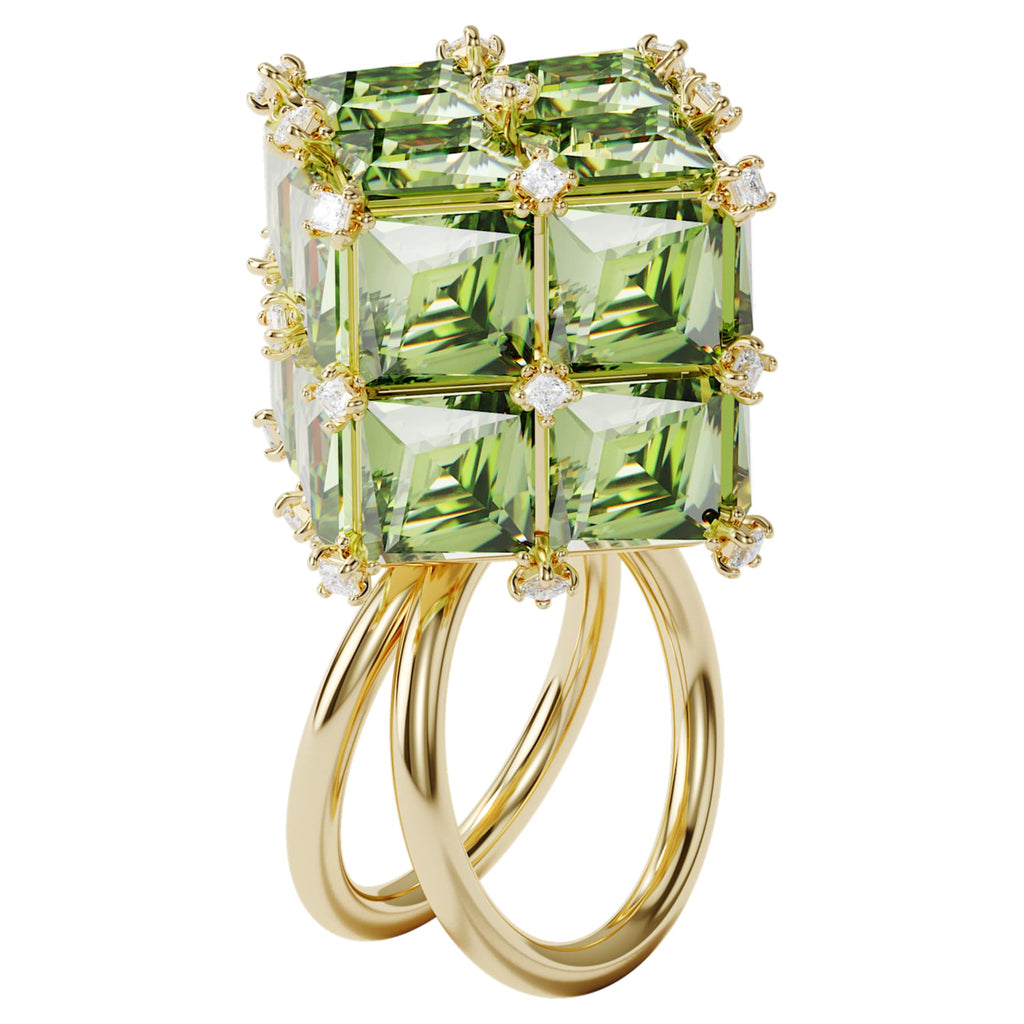 NEW Curiosa cocktail ring Square, Green, Gold-tone plated - Shukha Online Store