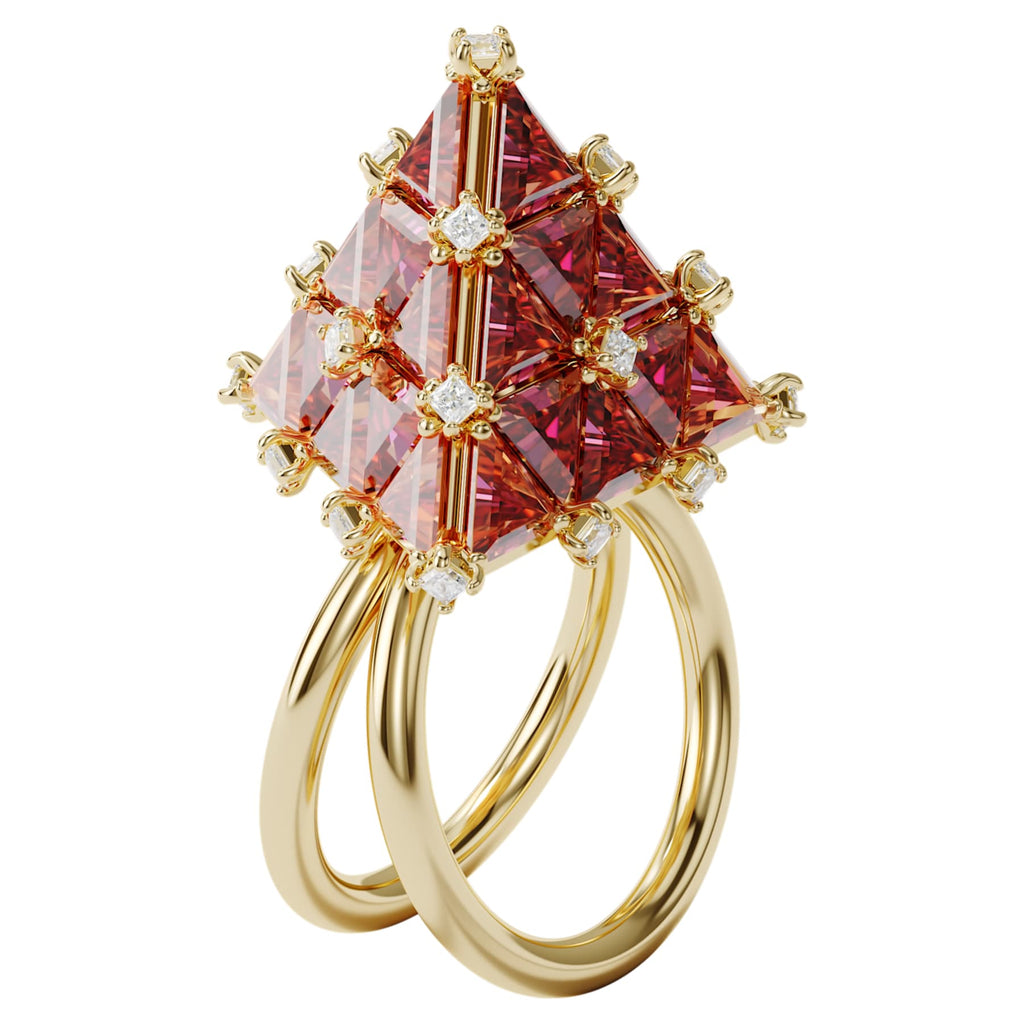 Curiosa cocktail ring Triangle, Orange, Gold-tone plated - Shukha Online Store