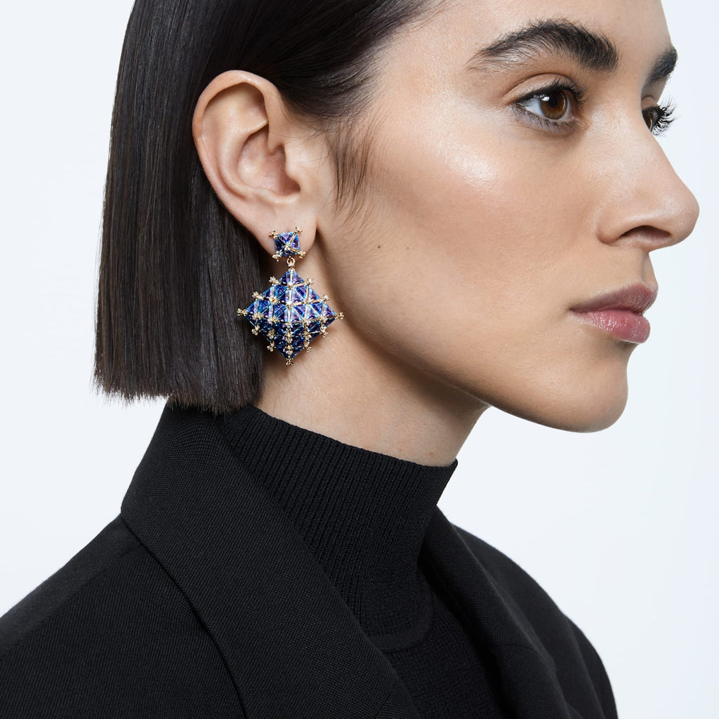 Curiosa stud earring Single, Blue, Gold-tone plated - Shukha Online Store