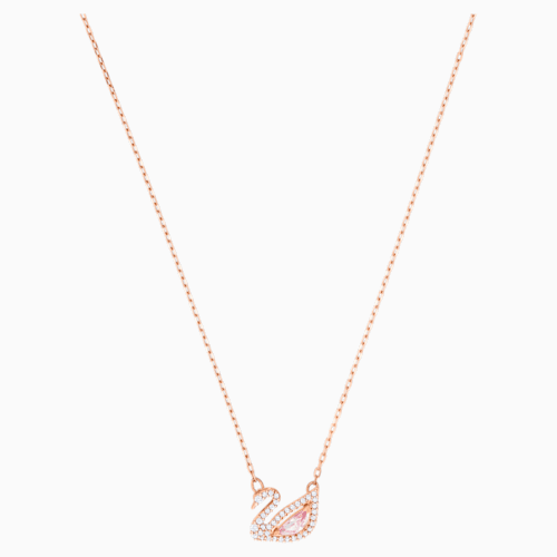 DAZZLING SWAN NECKLACE, MULTI-COLORED, ROSE-GOLD TONE PLATED - Shukha Online Store