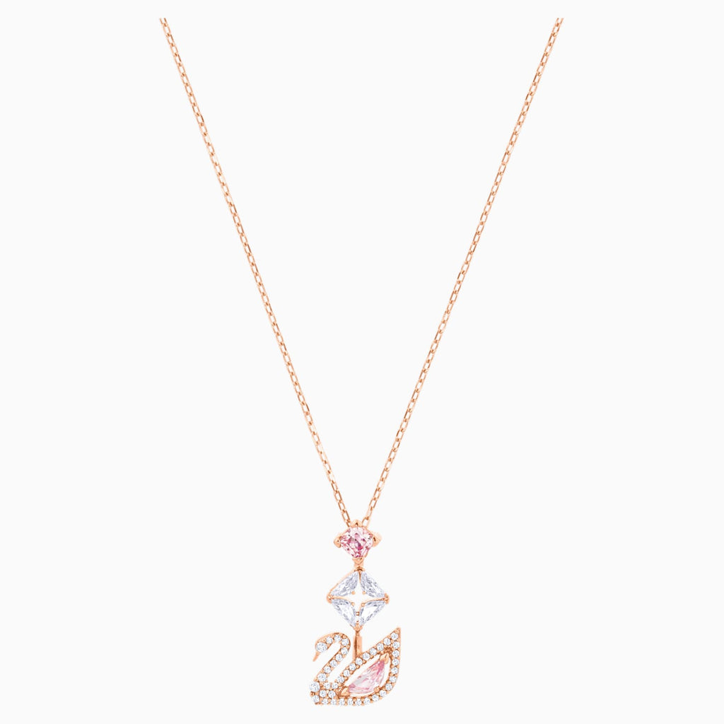 DAZZLING SWAN Y NECKLACE, MULTI-COLORED, ROSE-GOLD TONE PLATED - Shukha Online Store