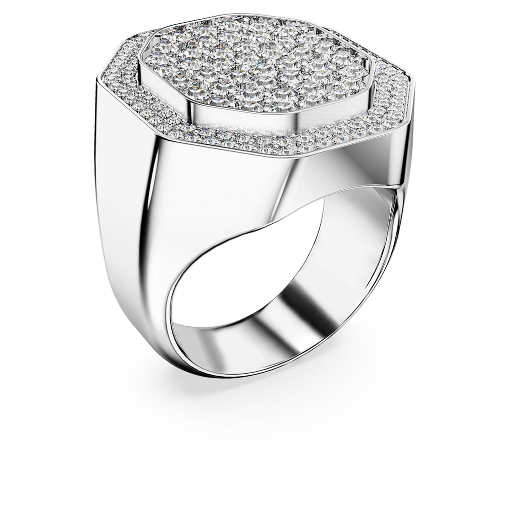 Dextera cocktail ring Octagon shape, White, Rhodium plated - Shukha Online Store