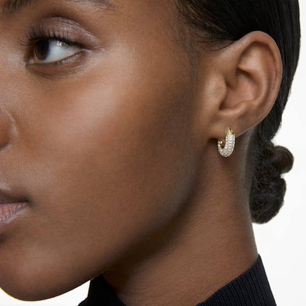 Dextera hoop earrings Pavé, White, Gold-tone plated - Shukha Online Store