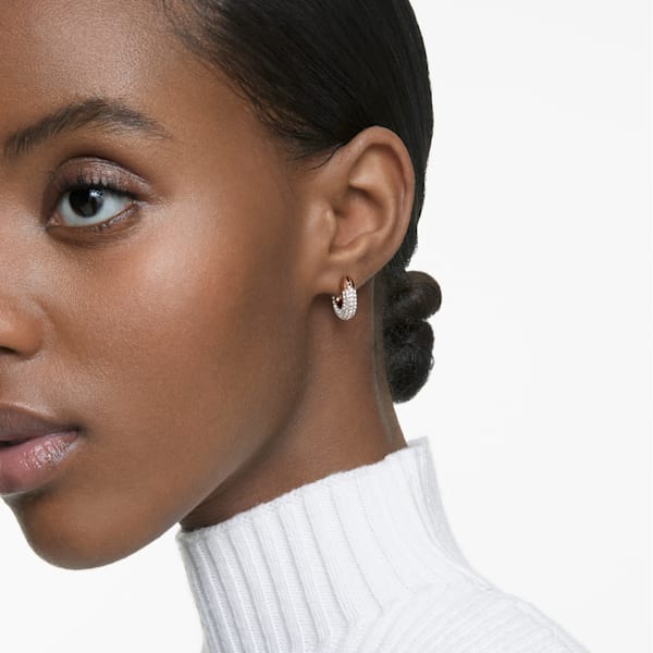 Dextera hoop earrings Pavé, White, Rose-gold tone plated - Shukha Online Store