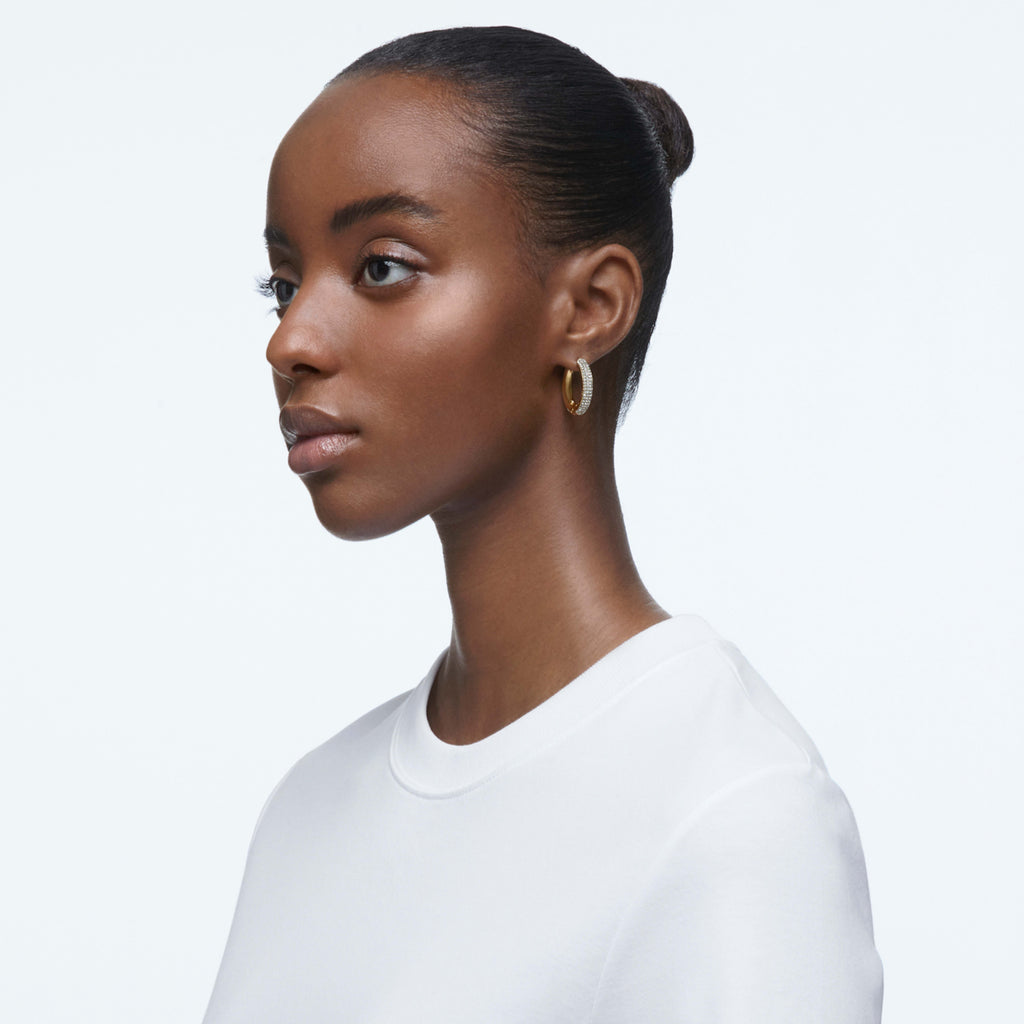 Dextera hoop earrings Medium, White, Gold-tone plated - Shukha Online Store