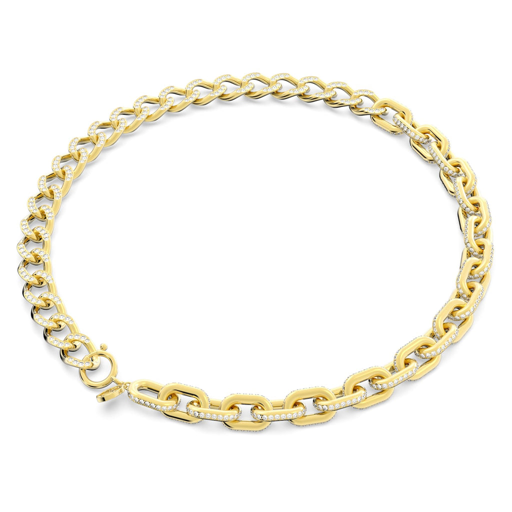 Dextera necklace Mixed links, White, Gold-tone plated - Shukha Online Store