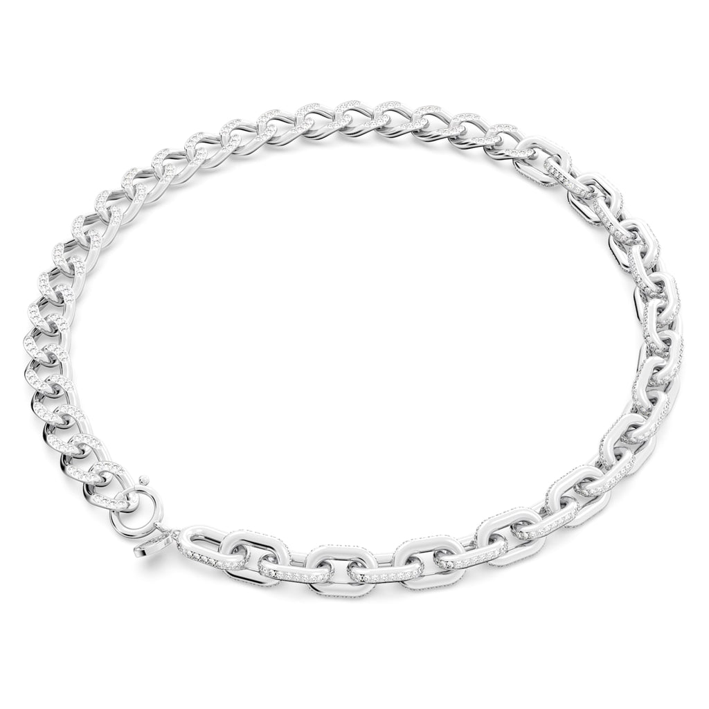 Dextera necklace Mixed links, White, Rhodium plated - Shukha Online Store
