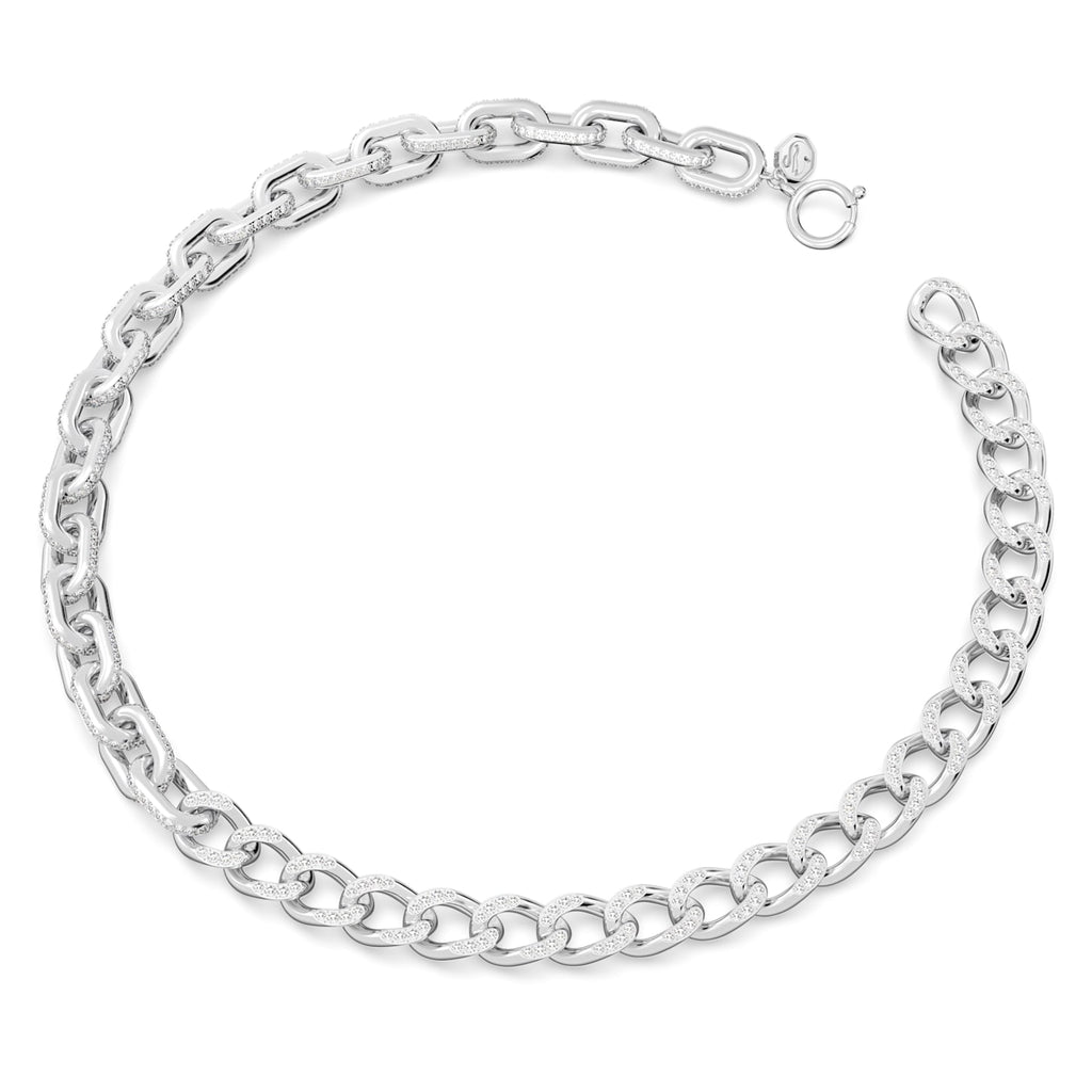 Dextera necklace Mixed links, White, Rhodium plated - Shukha Online Store