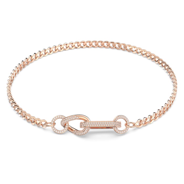 Dextera necklace Pavé, Mixed links, White, Rose gold-tone plated - Shukha Online Store