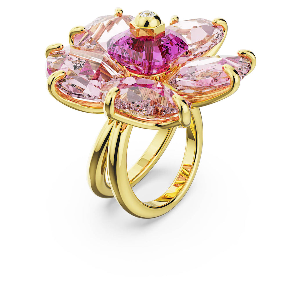 Florere cocktail ring Flower, Pink, Gold-tone plated - Shukha Online Store
