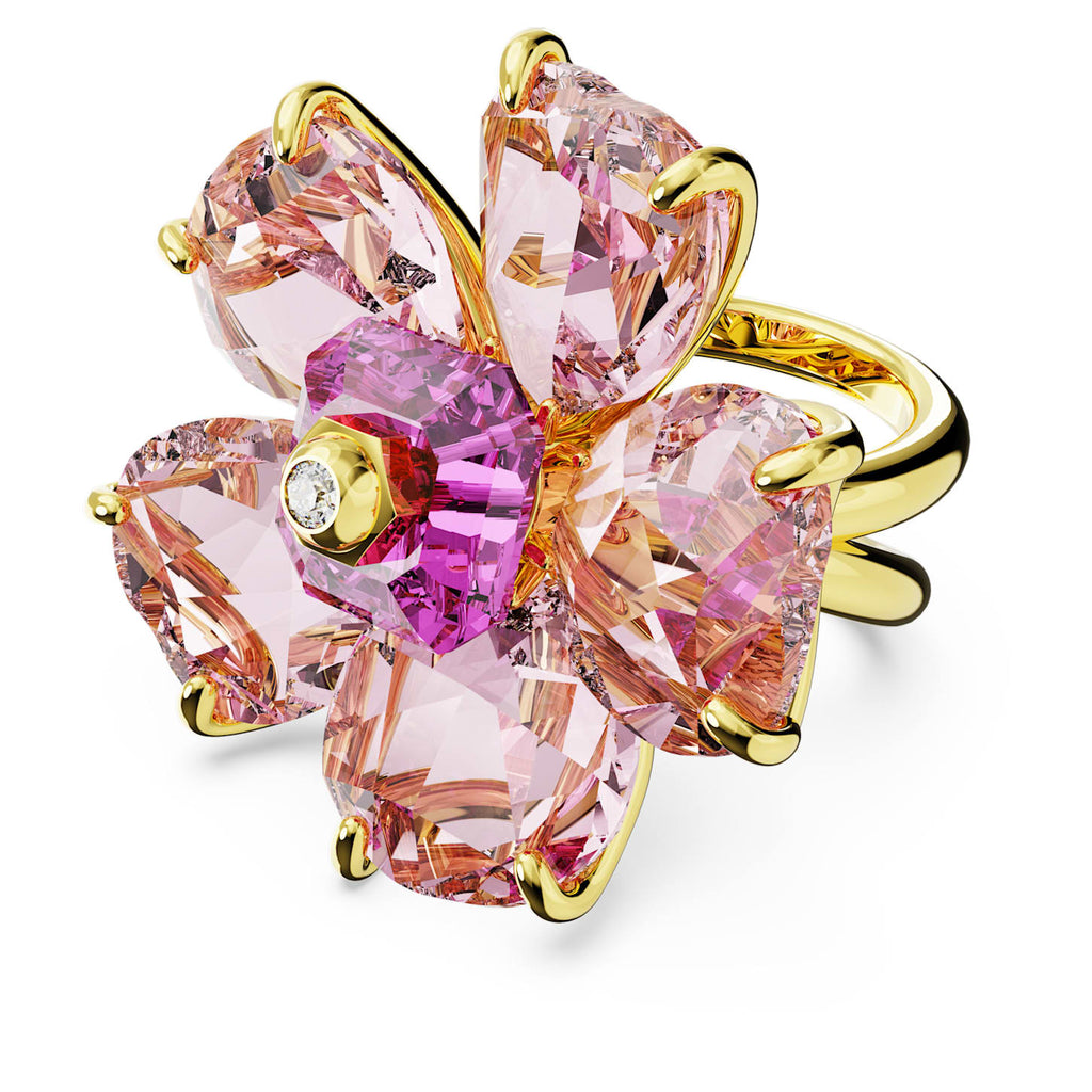 Florere cocktail ring Flower, Pink, Gold-tone plated - Shukha Online Store