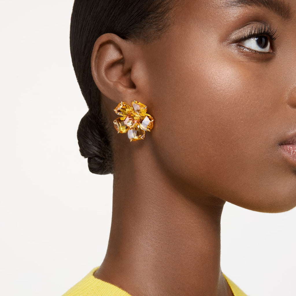 Florere stud earrings Flower, Yellow, Gold-tone plated - Shukha Online Store