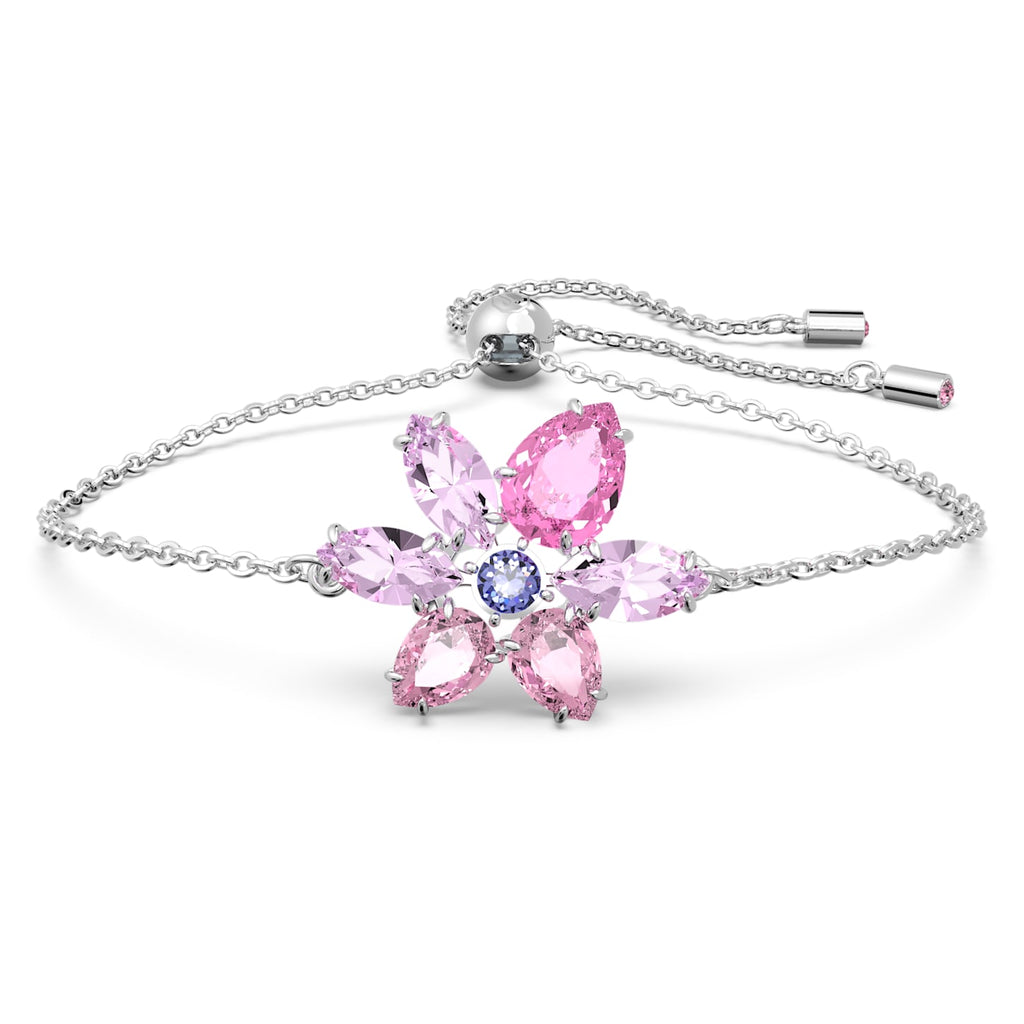 Gema bracelet Mixed cuts, Flower, Pink, Rhodium plated - Shukha Online Store