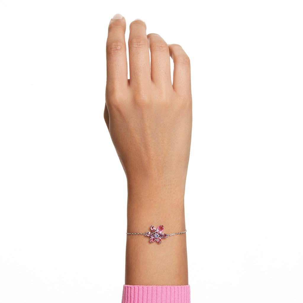 Gema bracelet Mixed cuts, Flower, Pink, Rhodium plated - Shukha Online Store