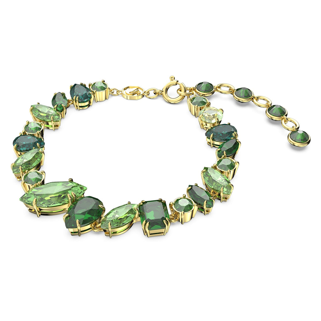 Gema bracelet Mixed cuts, Green, Gold-tone plated - Shukha Online Store