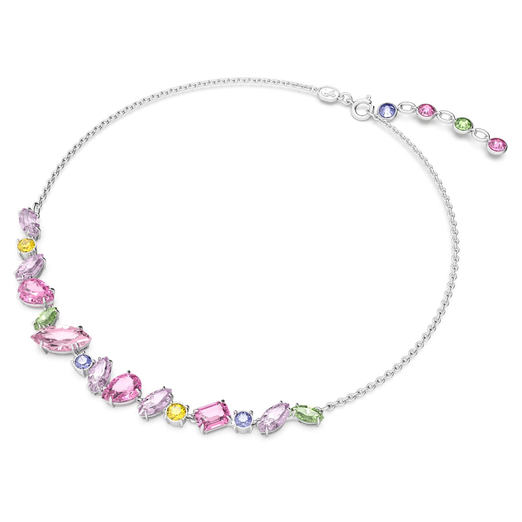 Gema necklace Mixed cuts, Multicolored, Rhodium plated - Shukha Online Store