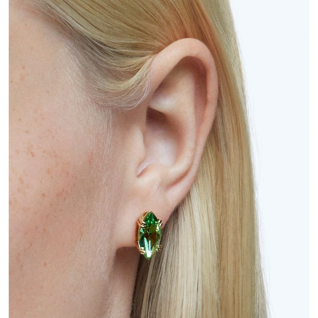Gema stud earrings, Green, Gold-tone plated - Shukha Online Store