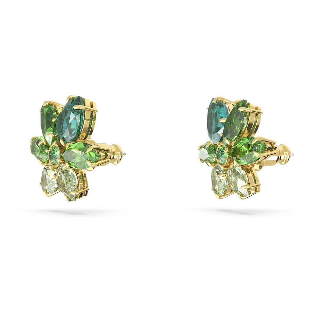 Gema stud earrings Mixed cuts, Flower, Green, Gold-tone plated - Shukha Online Store