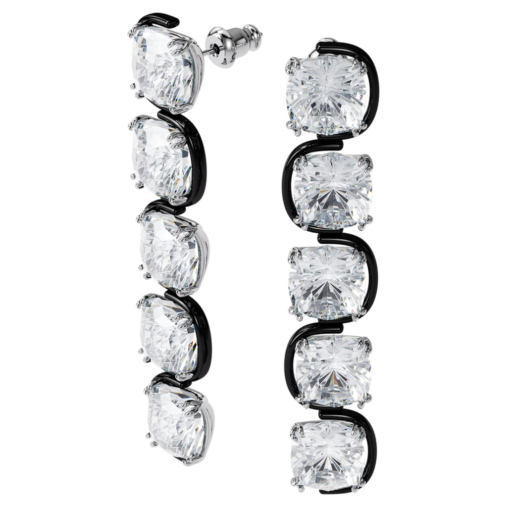 Harmonia drop earrings Cushion cut floating crystals, White, Mixed metal finish - Shukha Online Store