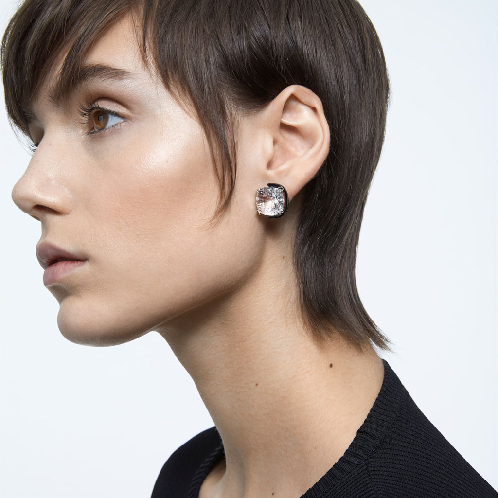 Harmonia earrings Cushion cut crystals, White, Mixed metal finish - Shukha Online Store