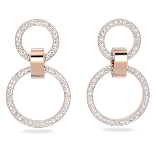 Hollow hoop earrings White, Rose-gold tone plated - Shukha Online Store