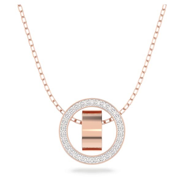 Hollow pendant Circle, White, Rose-gold tone plated - Shukha Online Store