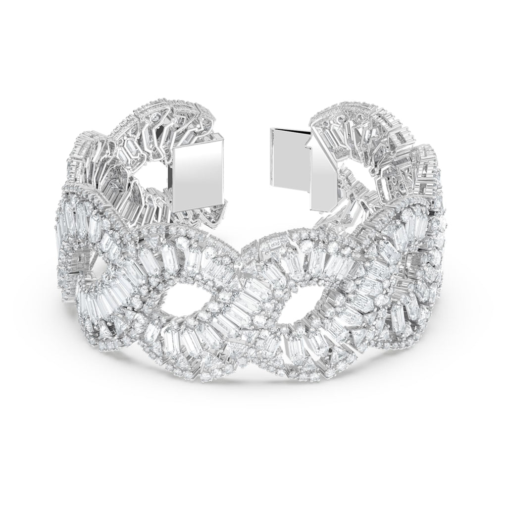 Hyperbola bracelet Wave, White, Rhodium plated - Shukha Online Store