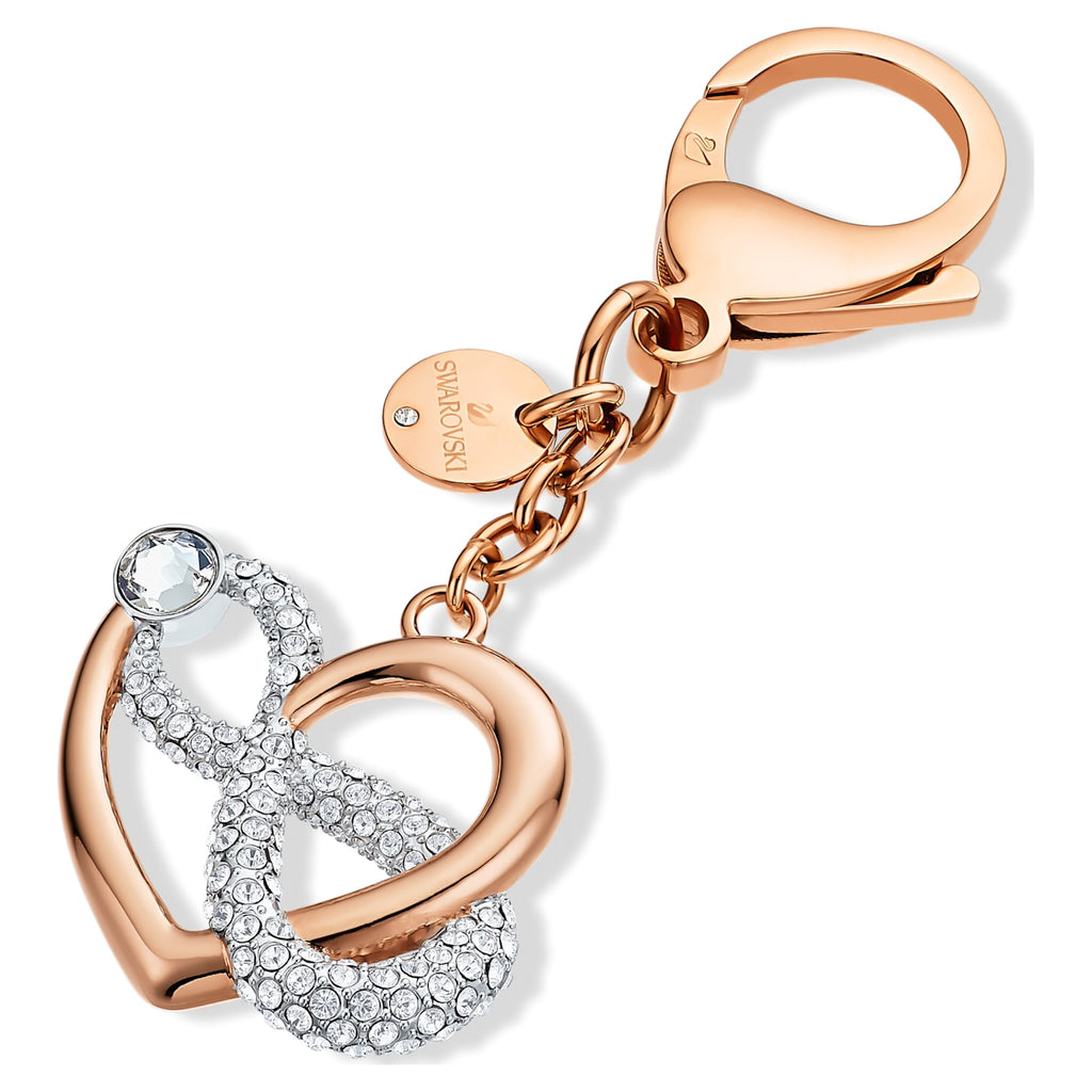 Infinite bag charm Infinity and heart, White, Mixed metal finish - Shukha Online Store