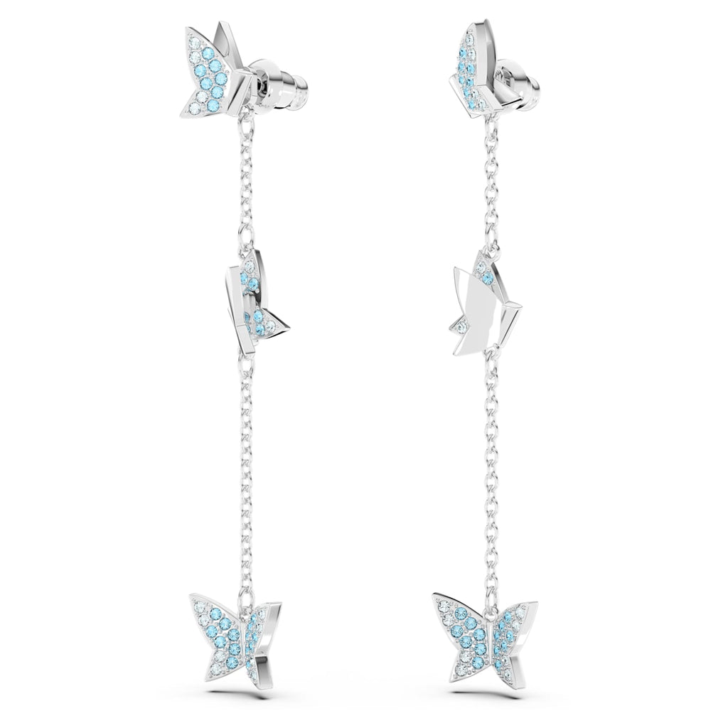 Lilia drop earrings Butterfly, Blue, Rhodium plated - Shukha Online Store