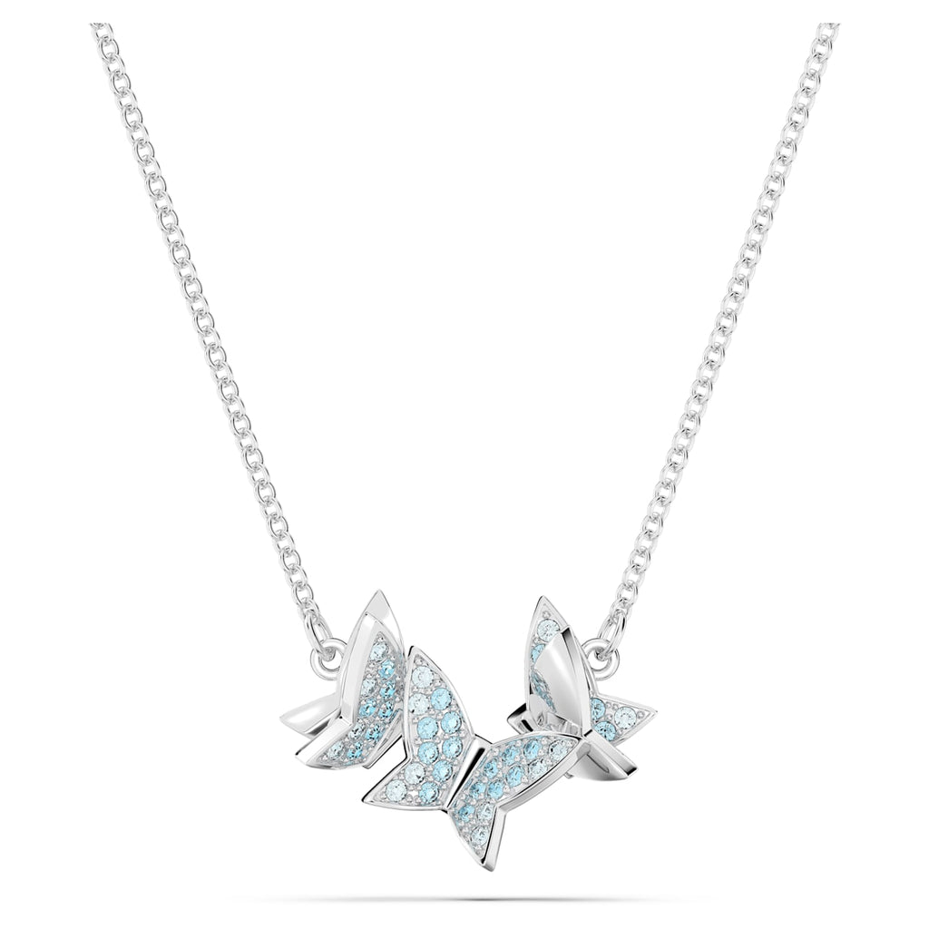 Lilia necklace Butterfly, Blue, Rhodium plated - Shukha Online Store