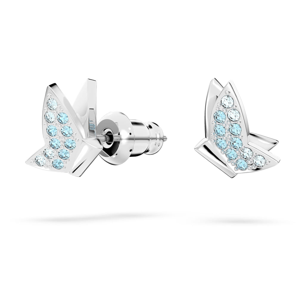 Lilia stud earrings Butterfly, Blue, Rhodium plated - Shukha Online Store