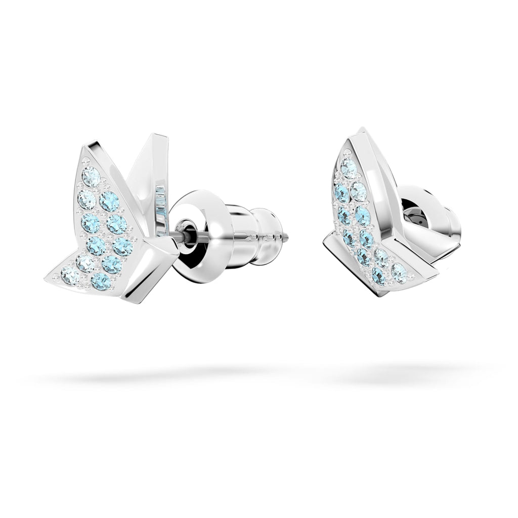 Lilia stud earrings Butterfly, Blue, Rhodium plated - Shukha Online Store