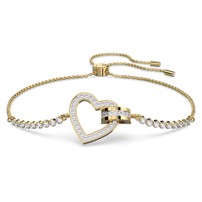 Lovely bracelet Heart, White, Gold-tone plated - Shukha Online Store