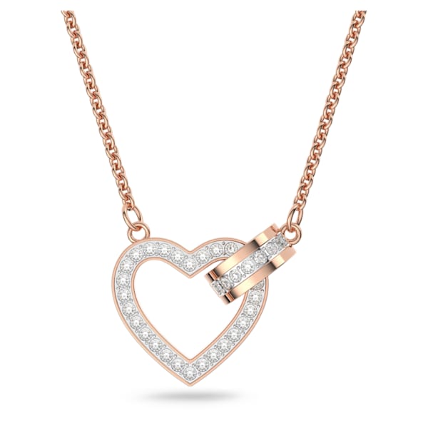 Lovely necklace Heart, White, Rose-gold tone plated - Shukha Online Store