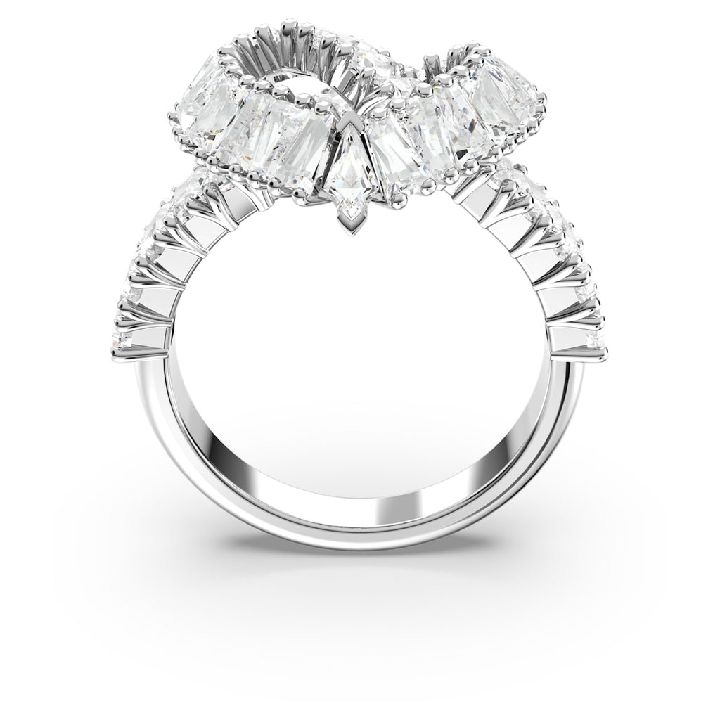 Matrix cocktail ring Mixed cuts, Heart, White, Rhodium plated - Shukha Online Store
