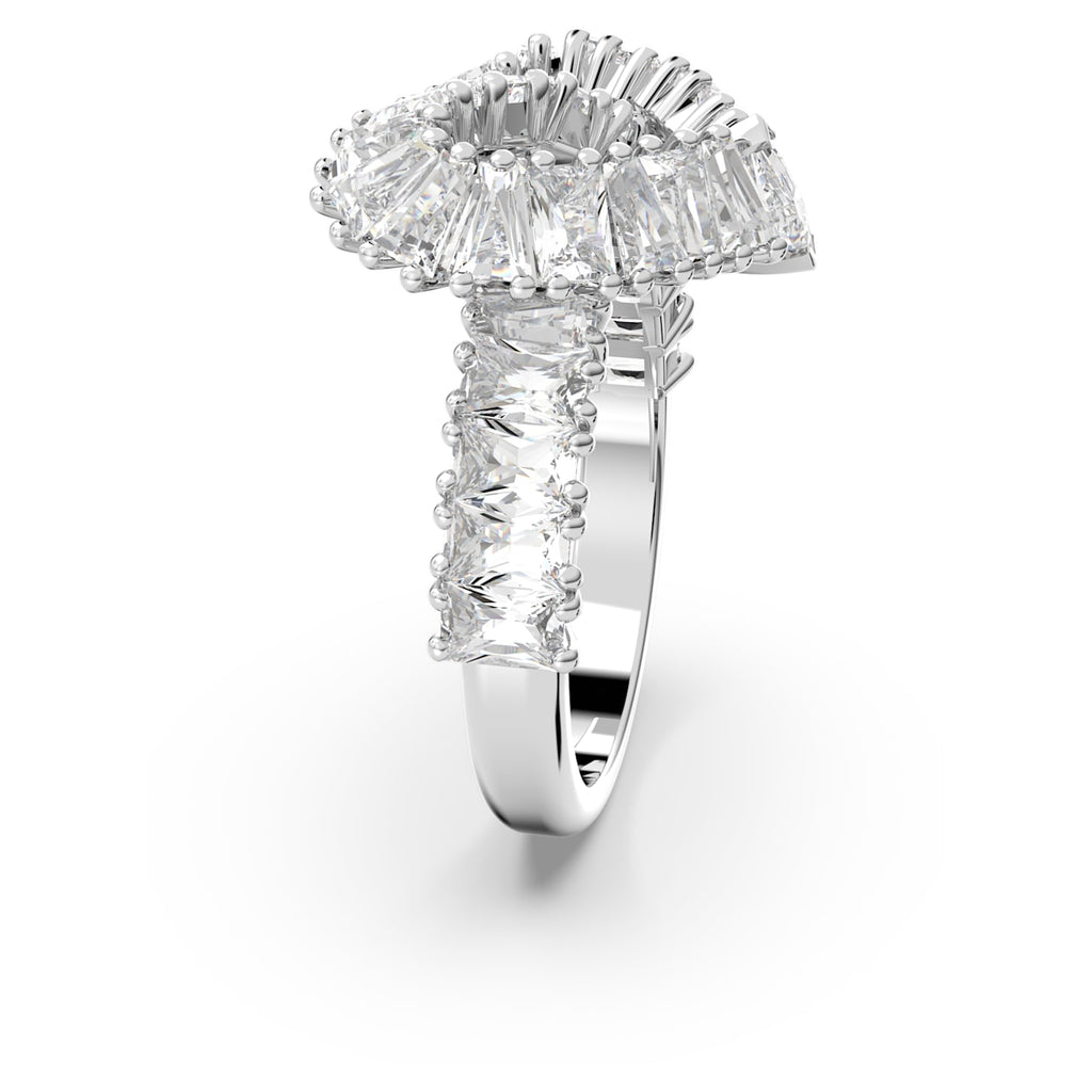 Matrix cocktail ring Mixed cuts, Heart, White, Rhodium plated - Shukha Online Store