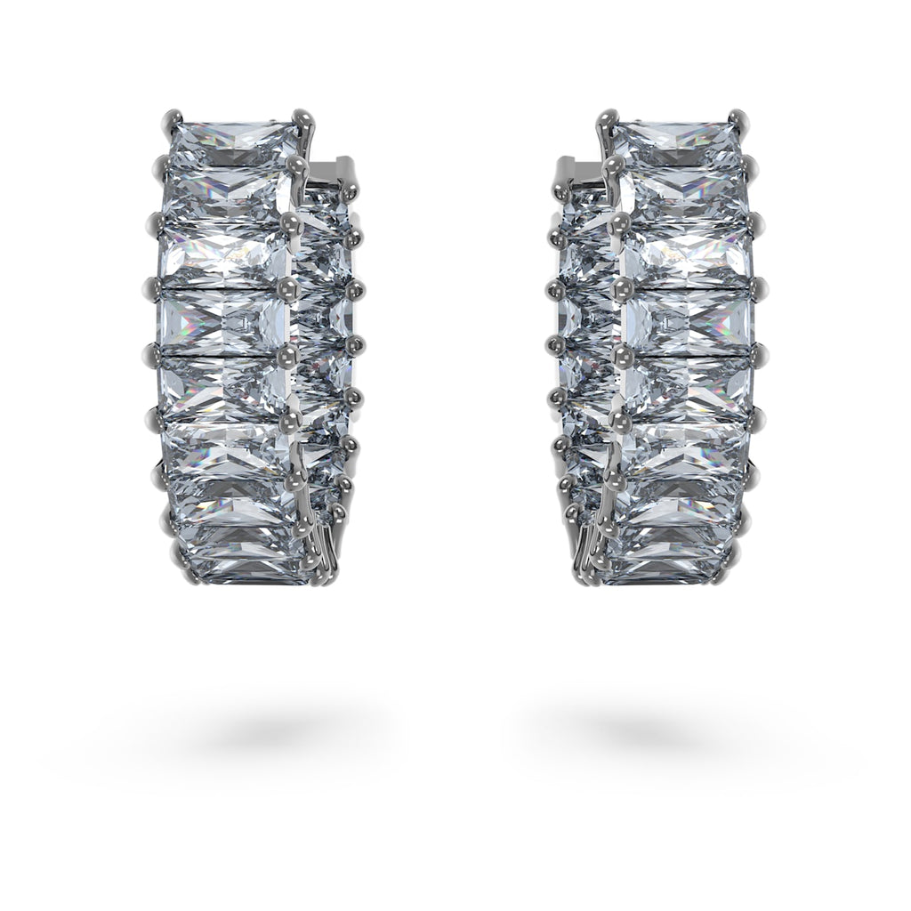 Matrix hoop earrings Baguette cut, Gray, Ruthenium plated - Shukha Online Store